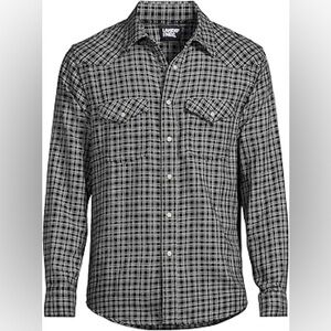 Lands' End Western Plaid Shirt